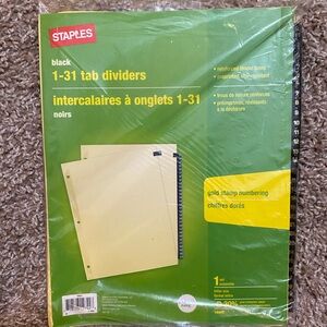 Staples 1-31 Tab Dividers. NWT.